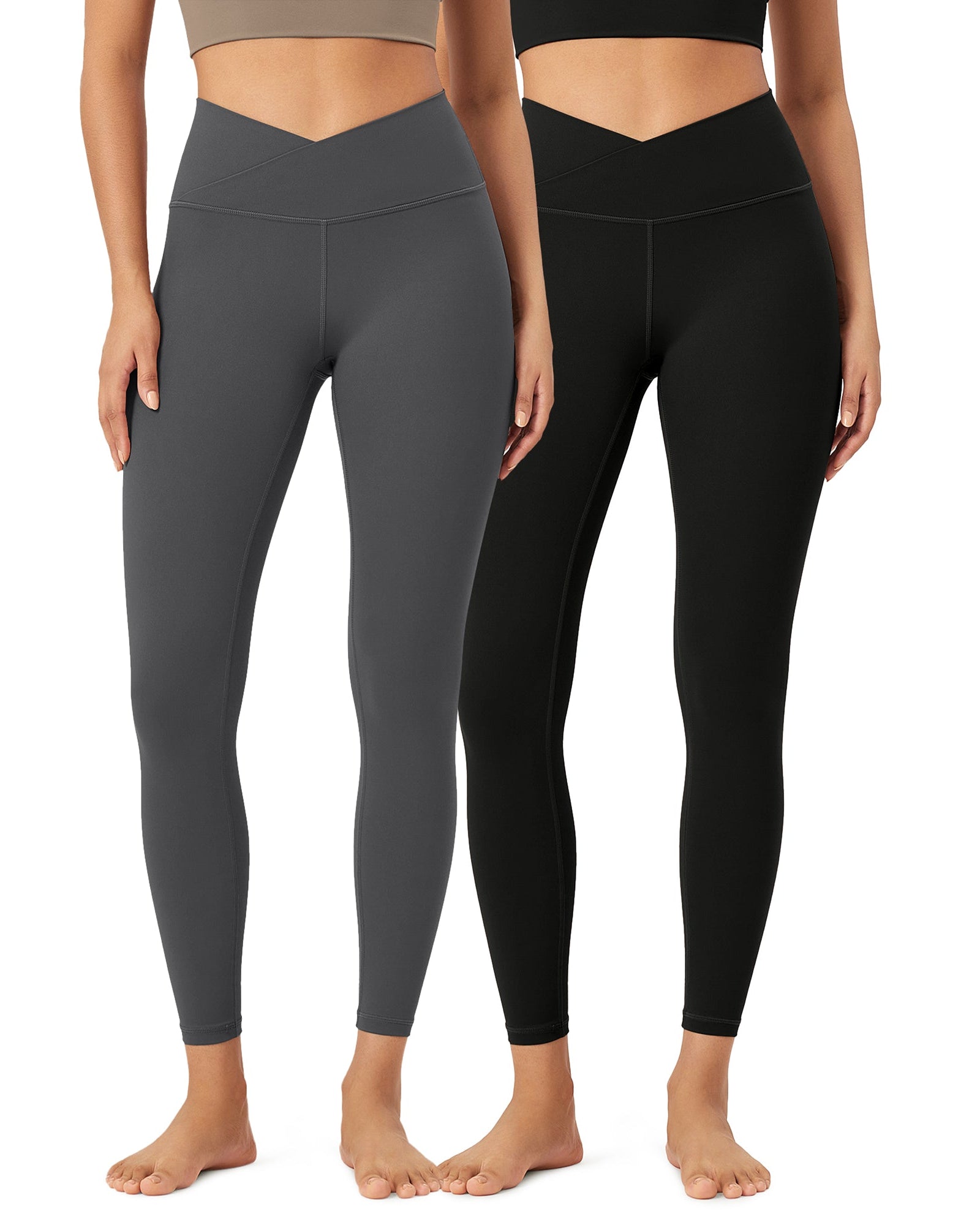 2 Pack 25 Buttery Soft Crossover Lounge Yoga Waist Leggings - ododos
