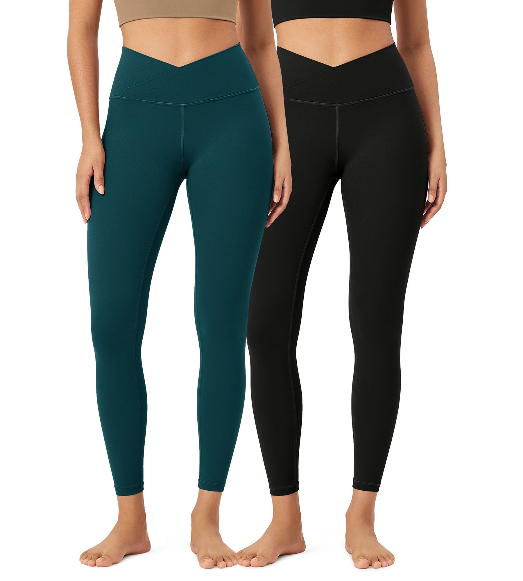 2 Pack 25 Buttery Soft Crossover Lounge Yoga Waist Leggings - ododos