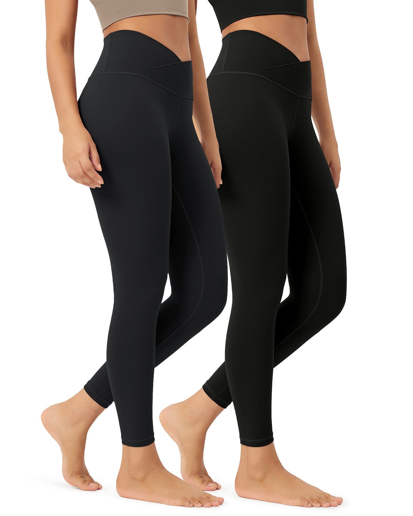 2 Pack 25 Buttery Soft Crossover Lounge Yoga Waist Leggings Black+onyx Black Grey - ododos