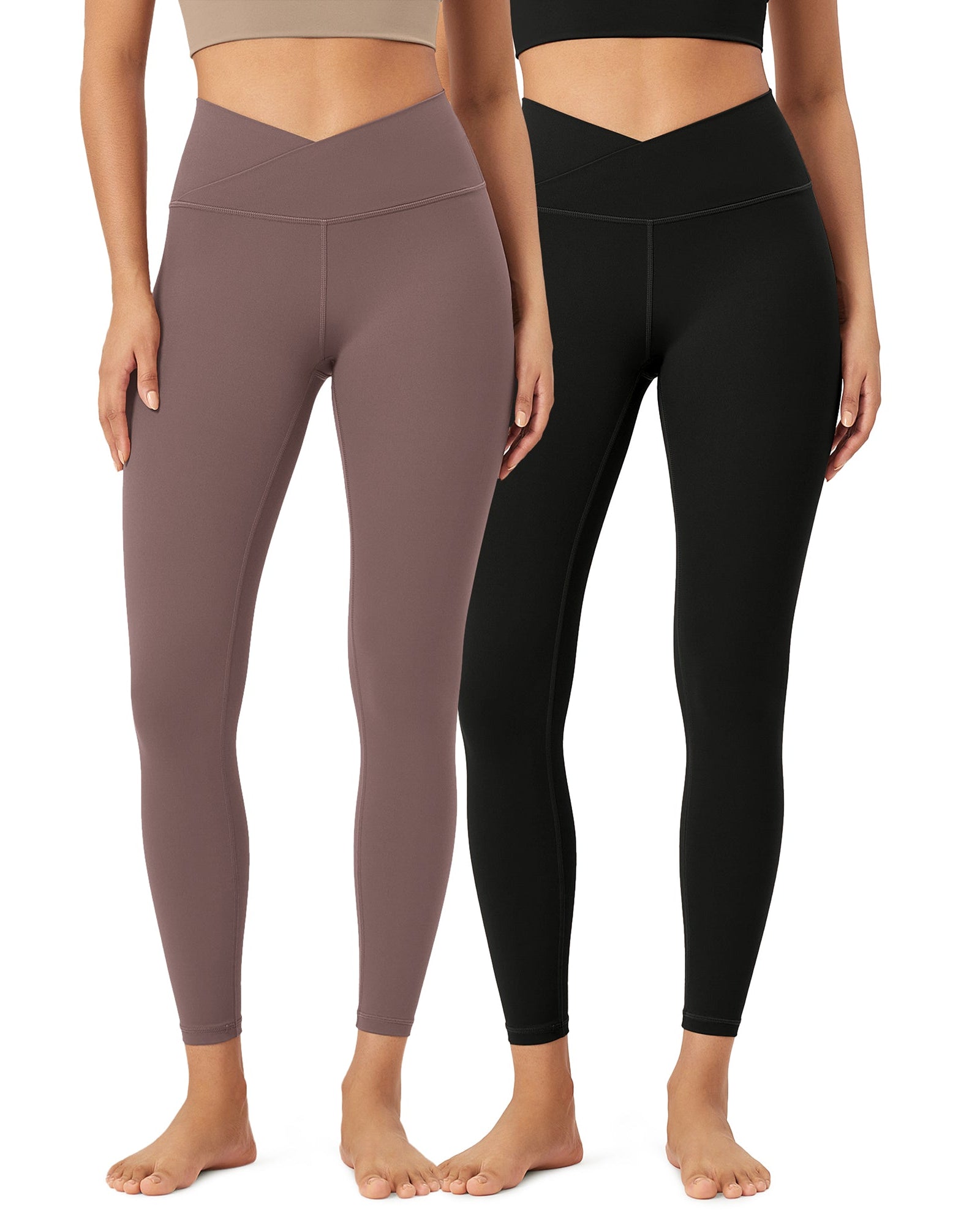 2 Pack 25 Buttery Soft Crossover Lounge Yoga Waist Leggings - ododos