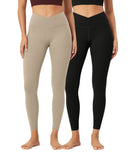 2 Pack 25 Buttery Soft Crossover Lounge Yoga Waist Leggings - ododos