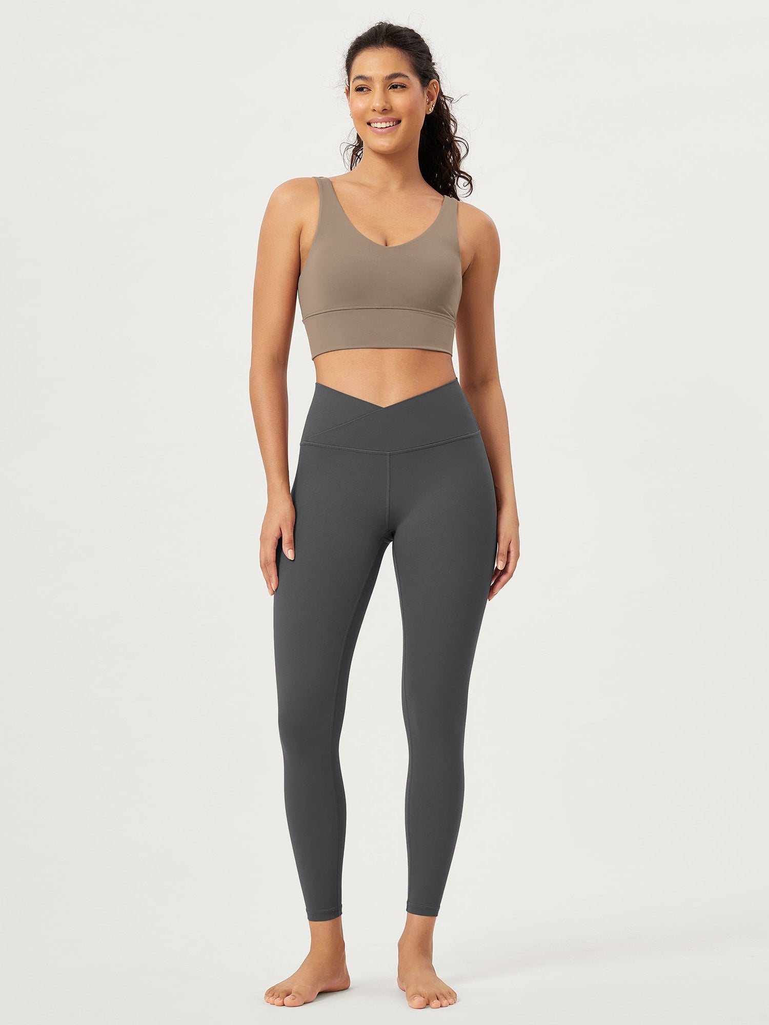 25 Buttery Soft Crossover Lounge Yoga Waist Leggings Charcoal - ododos