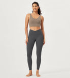 25 Buttery Soft Crossover Lounge Yoga Waist Leggings Charcoal - ododos