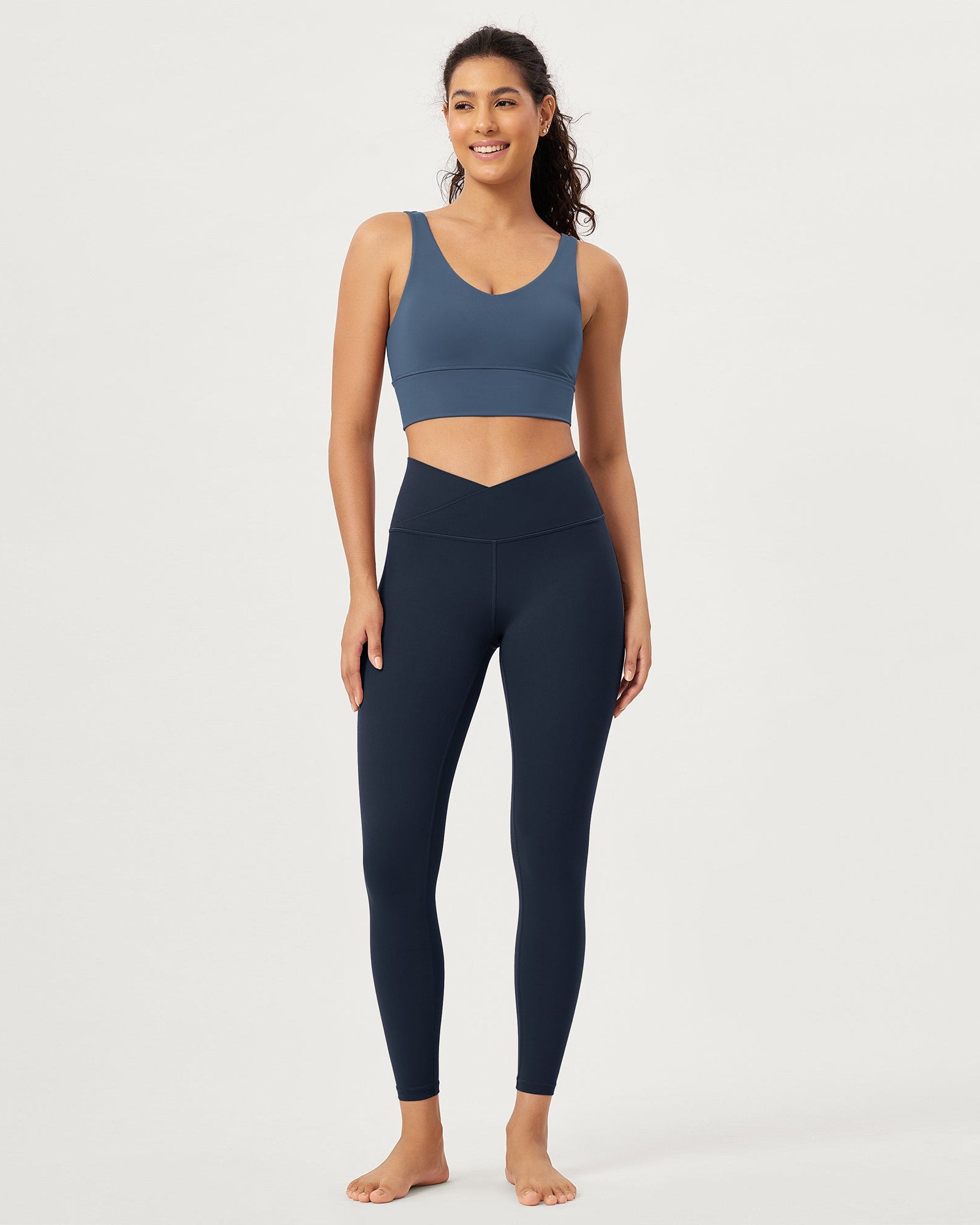 25 Buttery Soft Crossover Lounge Yoga Waist Leggings Deep Navy - ododos