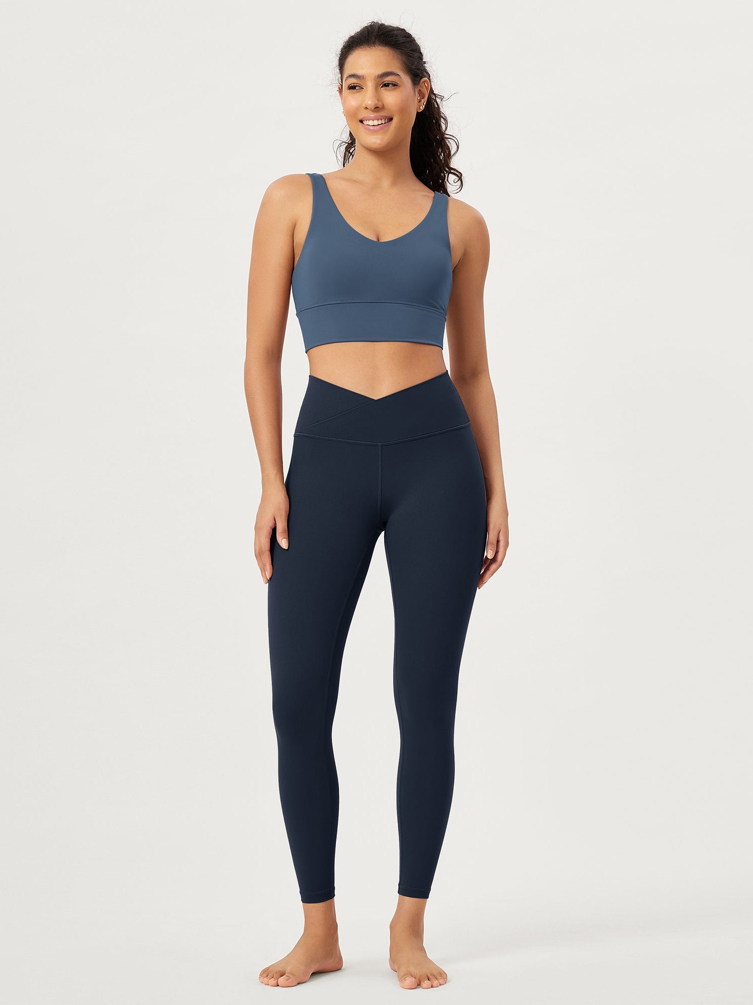 25 Buttery Soft Crossover Lounge Yoga Waist Leggings Deep Navy - ododos