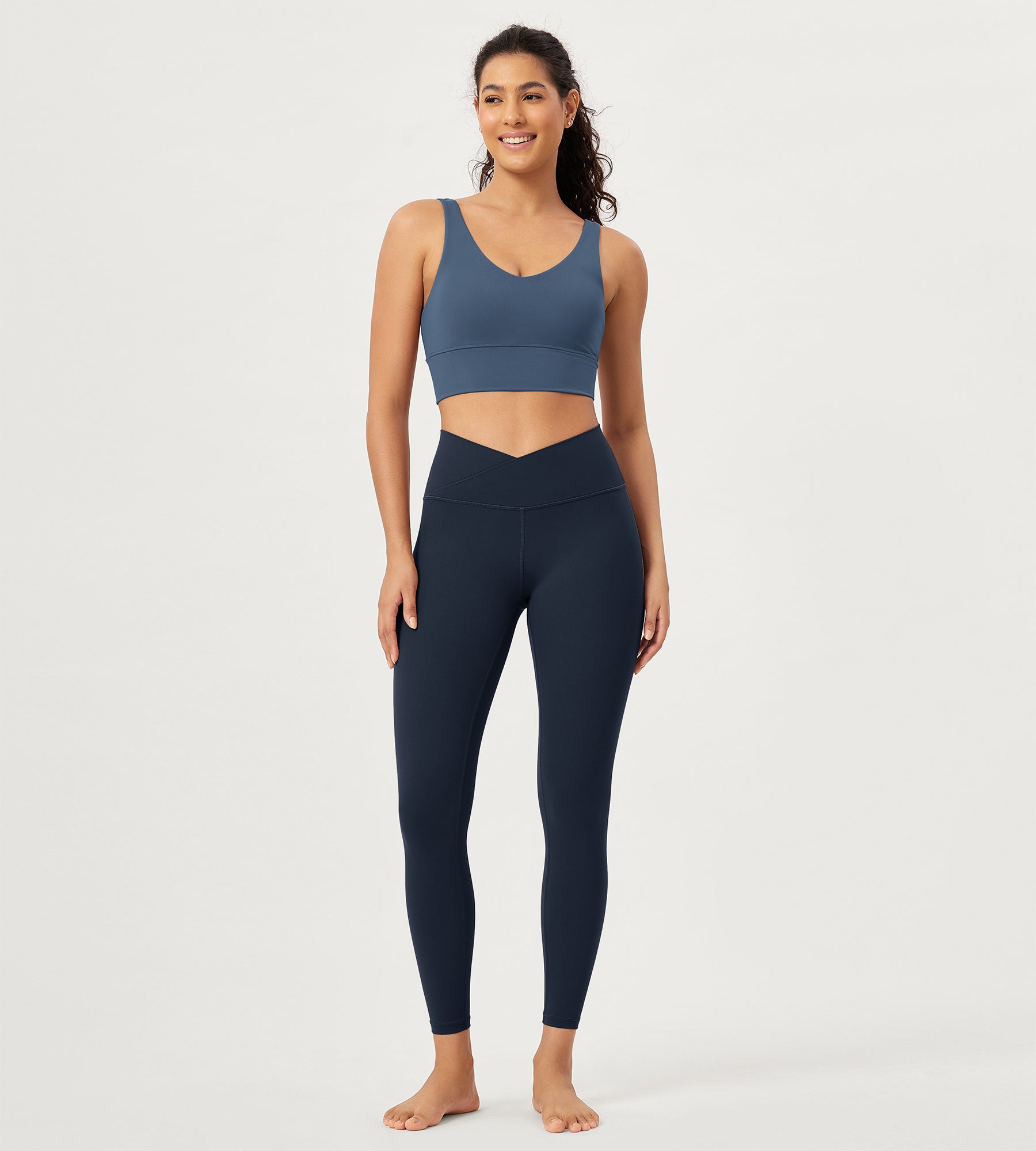 25 Buttery Soft Crossover Lounge Yoga Waist Leggings Deep Navy - ododos