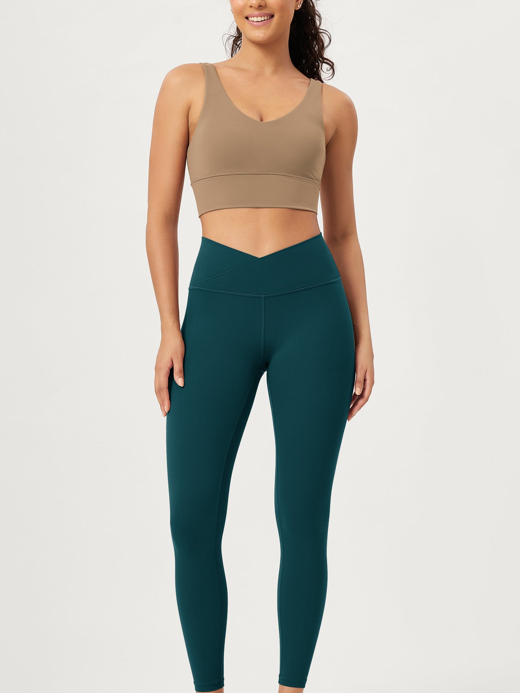 25 Buttery Soft Crossover Lounge Yoga Waist Leggings Forest Teal - ododos