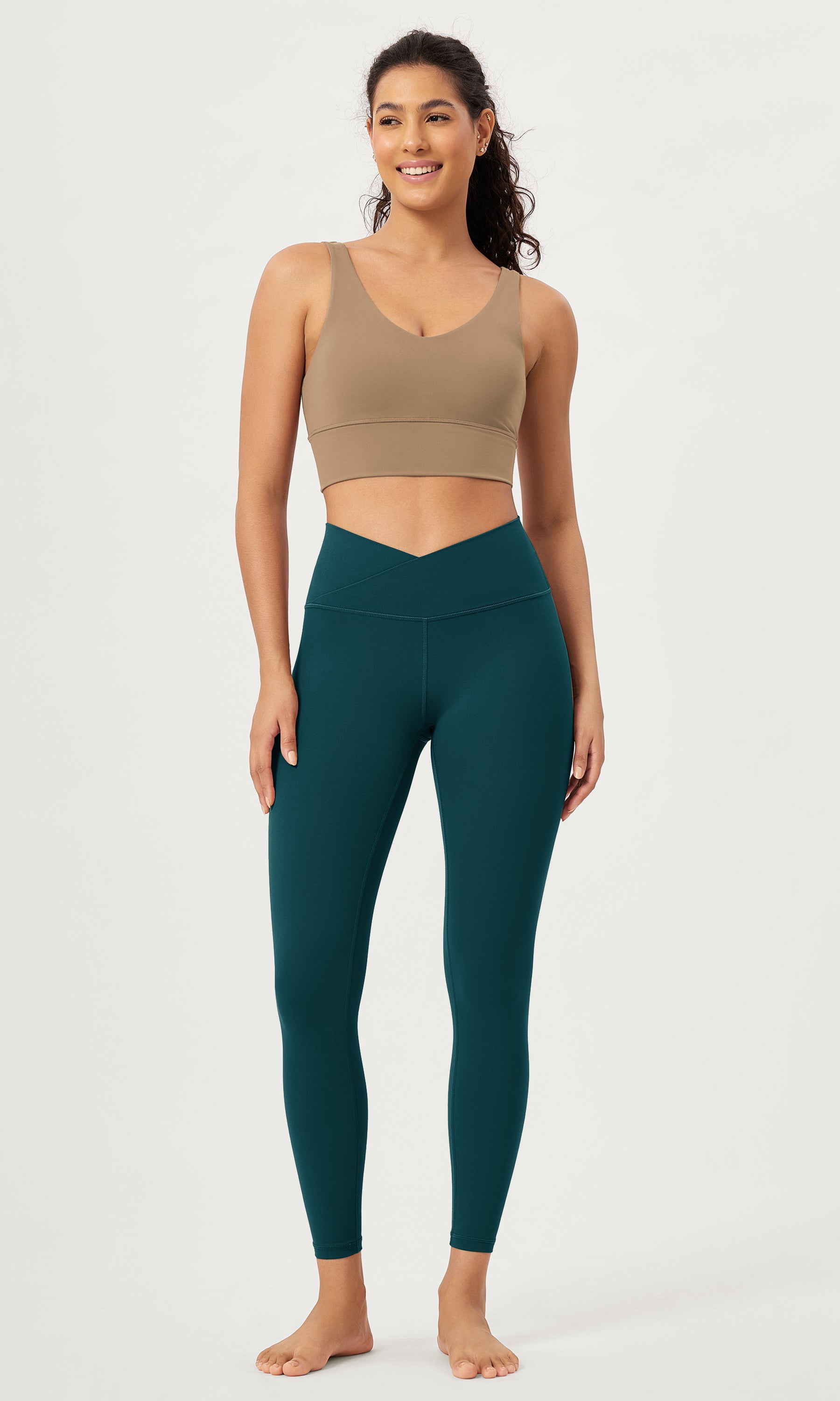 25 Buttery Soft Crossover Lounge Yoga Waist Leggings Forest Teal - ododos
