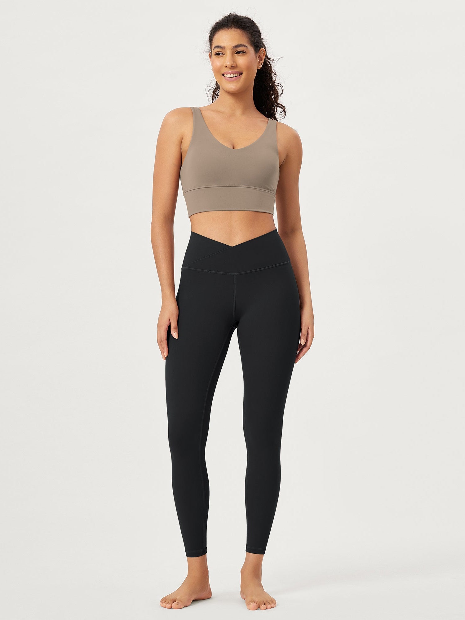 25 Buttery Soft Crossover Lounge Yoga Waist Leggings Onyx Black Grey - ododos