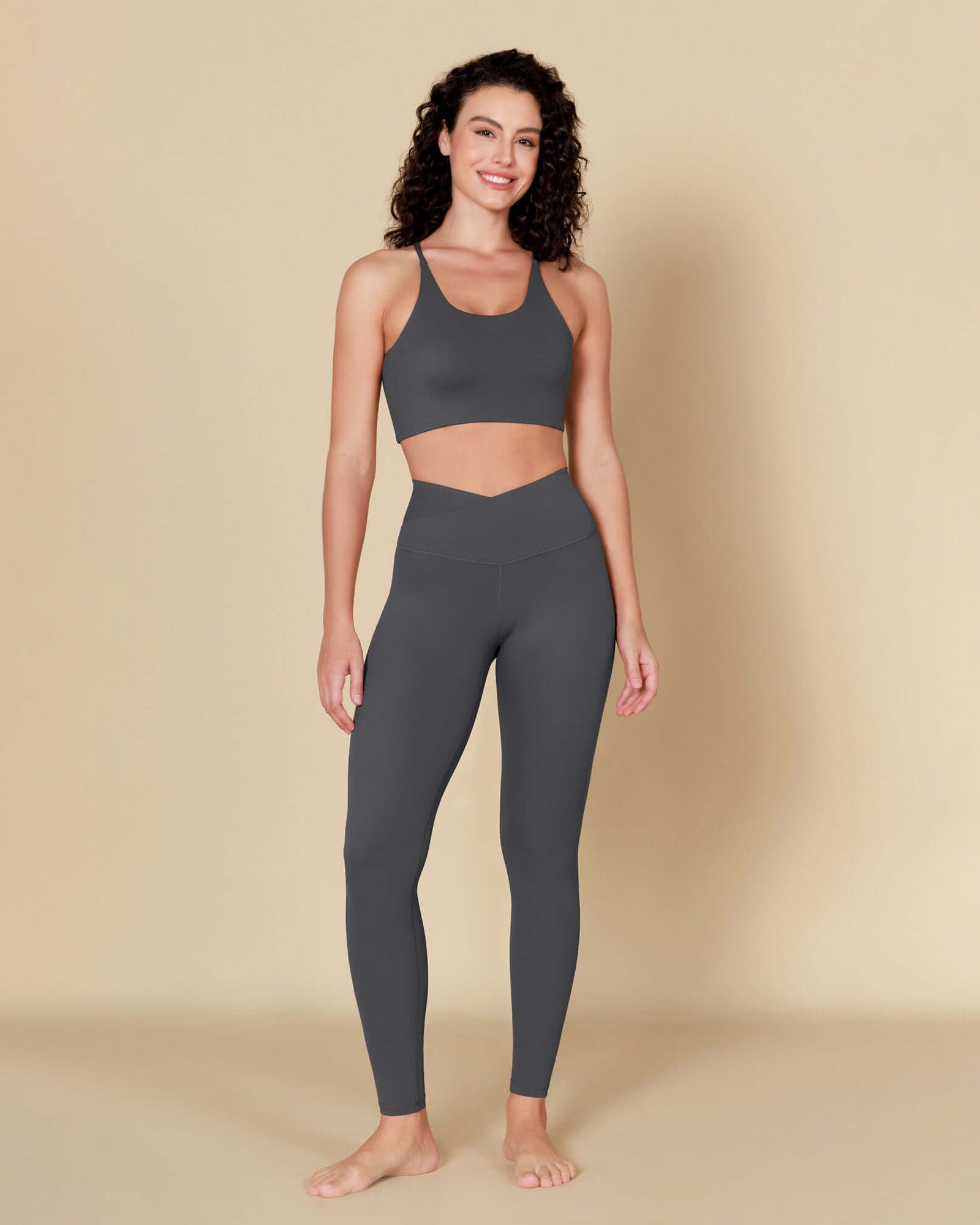 ODCLOUD 28 Crossover Leggings with Back Pocket Charcoal - ododos