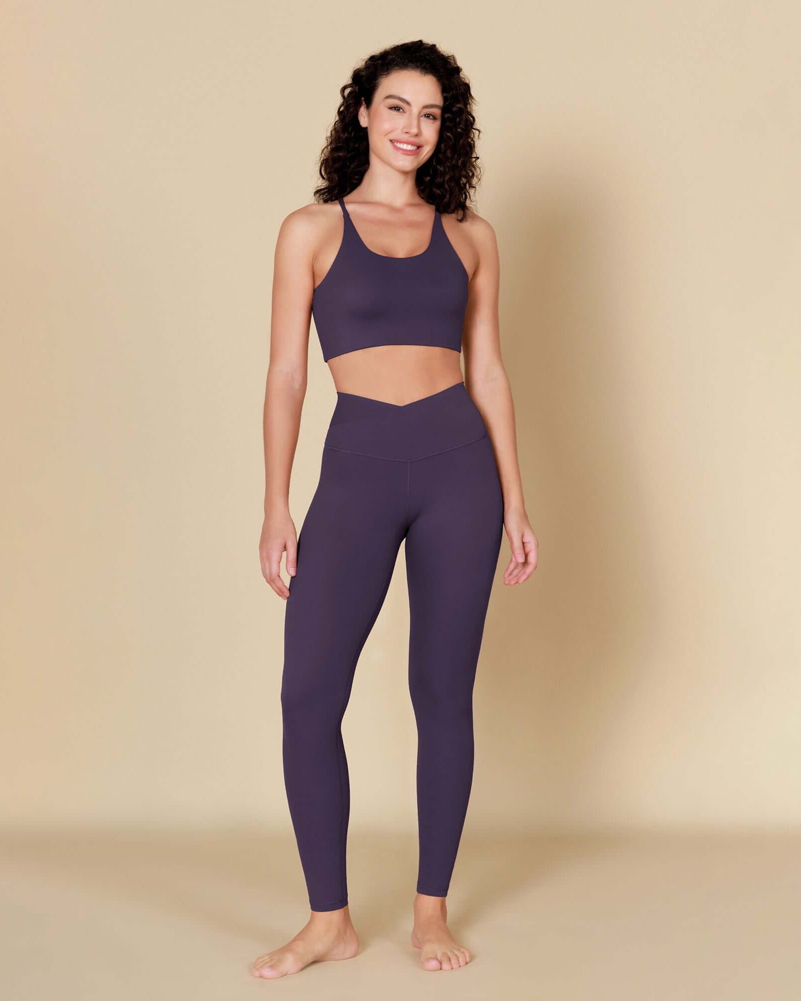 ODCLOUD 28 Crossover Leggings with Back Pocket Dark Purple - ododos