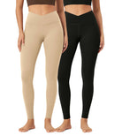 2 Pack 28 Odcloud Buttery Soft Cross Waist Yoga Leggings - ododos