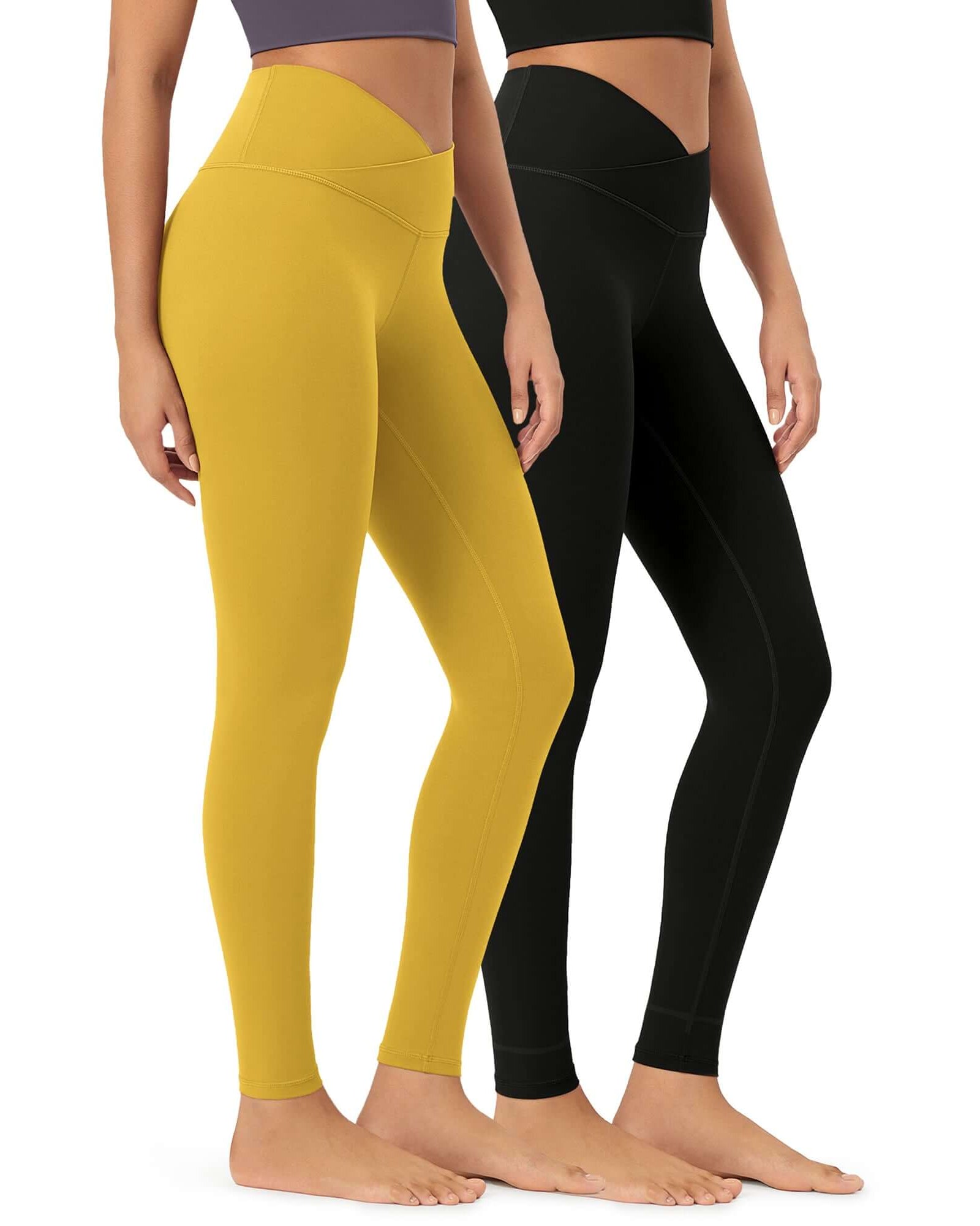 2 Pack 28 Odcloud Buttery Soft Cross Waist Yoga Leggings Black+mango Mint - ododos