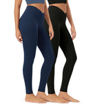 2 Pack 28 Odcloud Buttery Soft Cross Waist Yoga Leggings Black+Navy - ododos