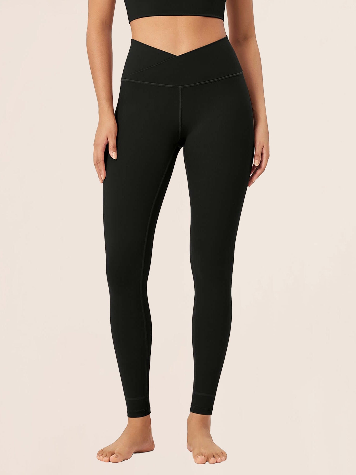 28 Buttery Soft Cross Waist Lounge Yoga Leggings Black - ododos