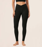 28 Buttery Soft Cross Waist Lounge Yoga Leggings Black - ododos