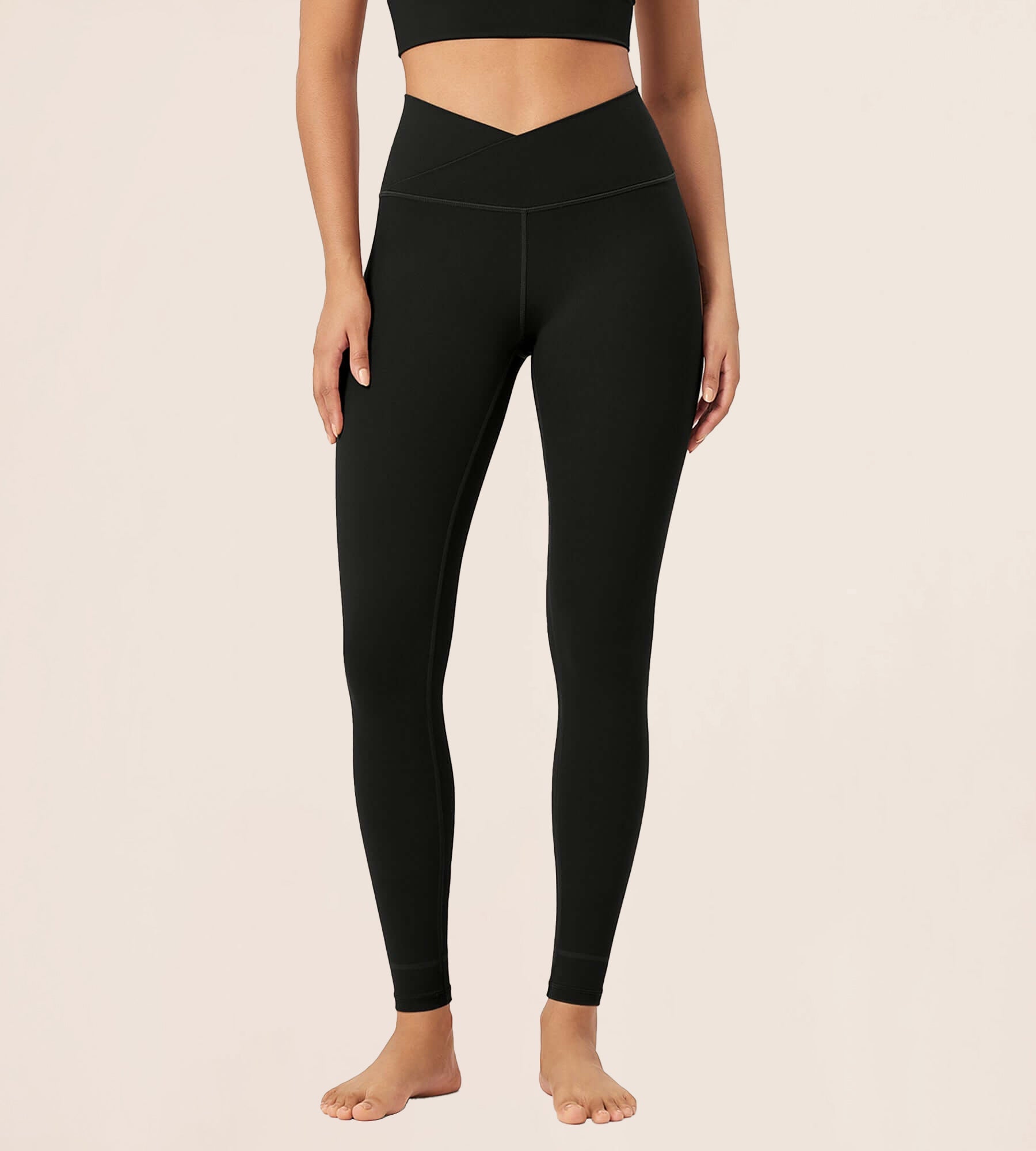 28 Buttery Soft Cross Waist Lounge Yoga Leggings Black - ododos
