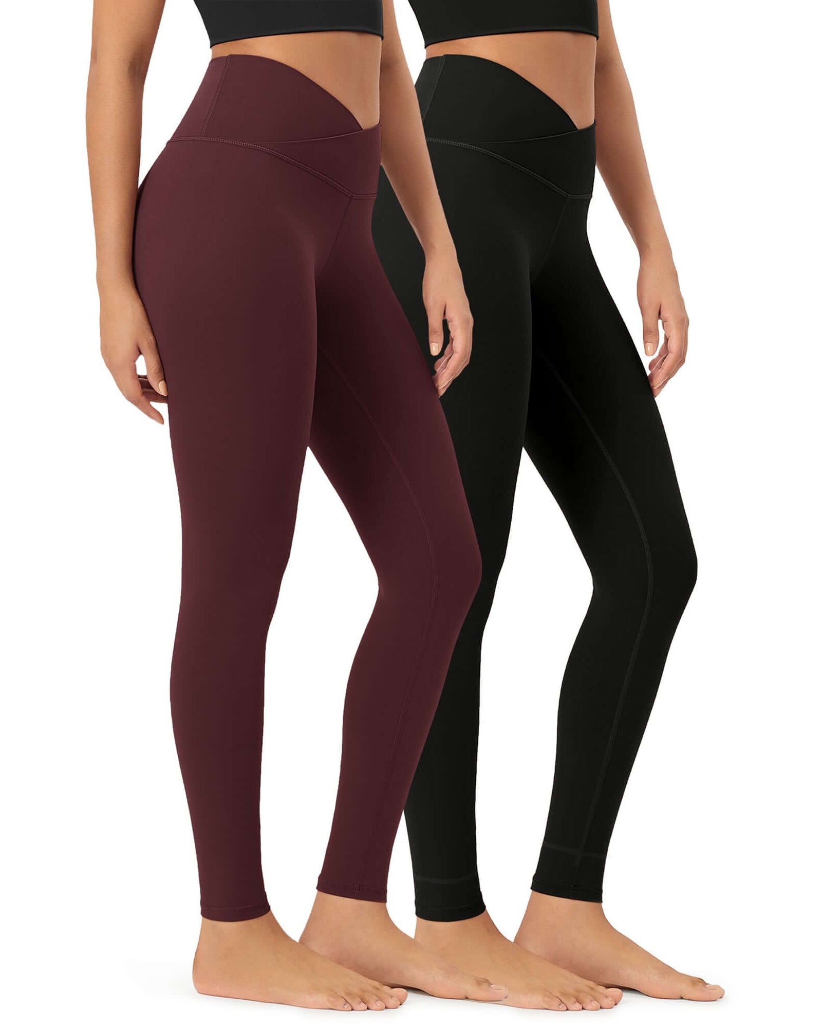 2 Pack 28 Odcloud Buttery Soft Cross Waist Yoga Leggings Black+chambray - ododos