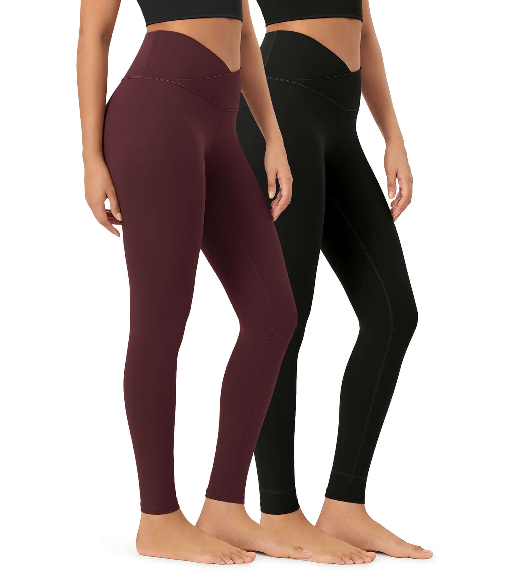 2 Pack 28 Odcloud Buttery Soft Cross Waist Yoga Leggings Black+chambray - ododos