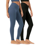 2 Pack 28 Odcloud Buttery Soft Cross Waist Yoga Leggings Black+Ink Blue - ododos