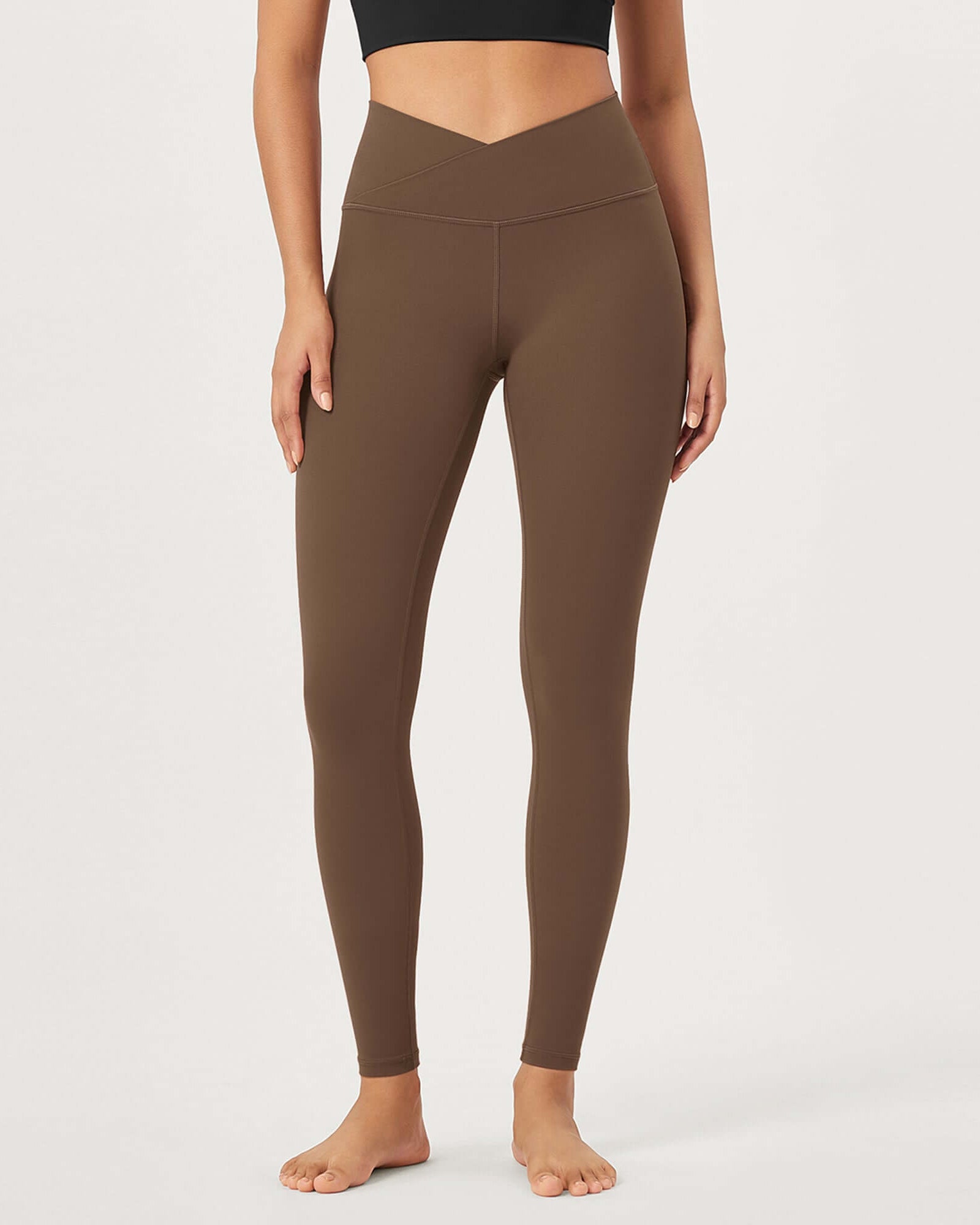 28 Buttery Soft Cross Waist Lounge Yoga Leggings Brunette - ododos