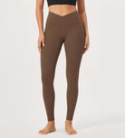 28 Buttery Soft Cross Waist Lounge Yoga Leggings Brunette - ododos