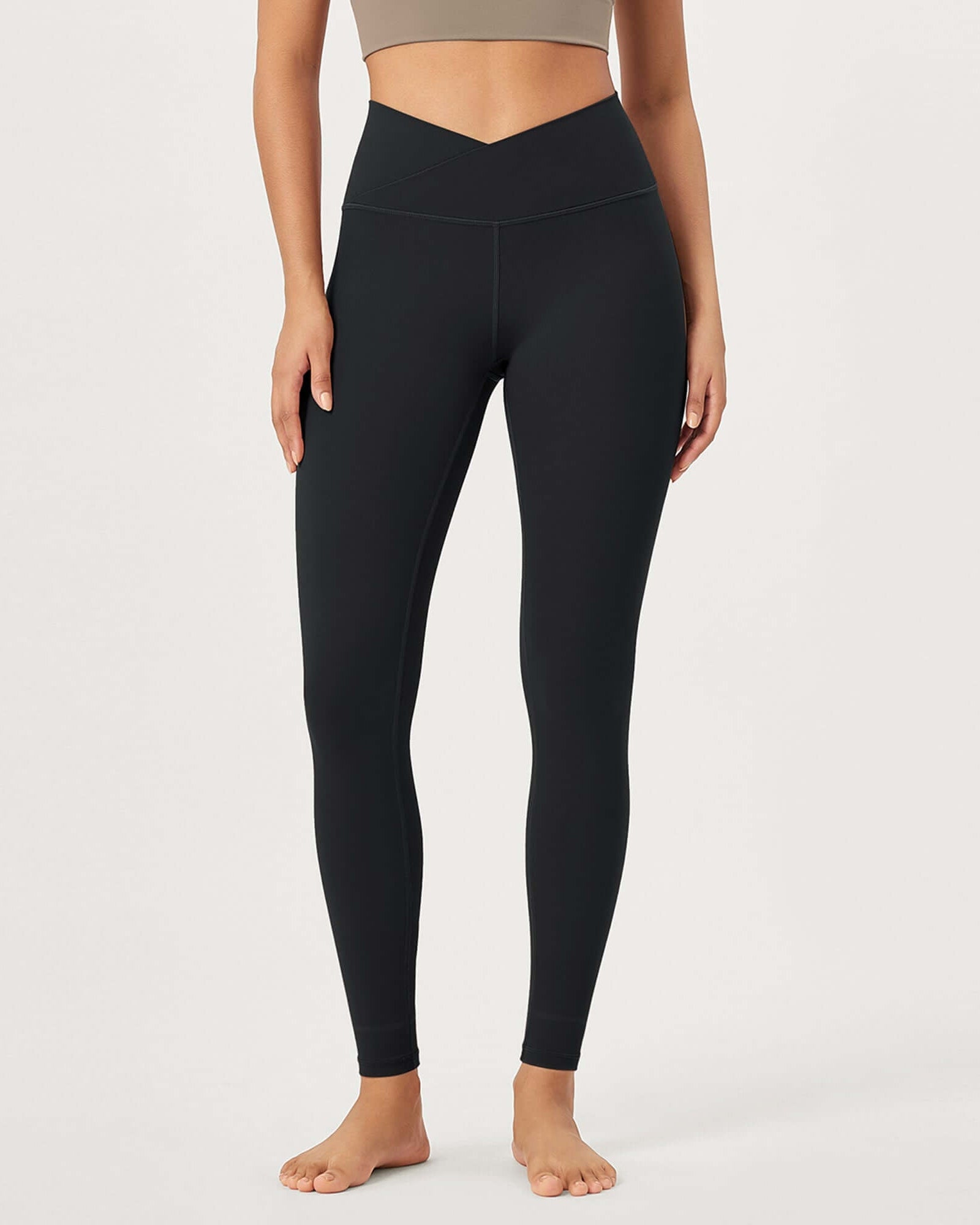 28 Buttery Soft Cross Waist Lounge Yoga Leggings Onyx Black Grey - ododos