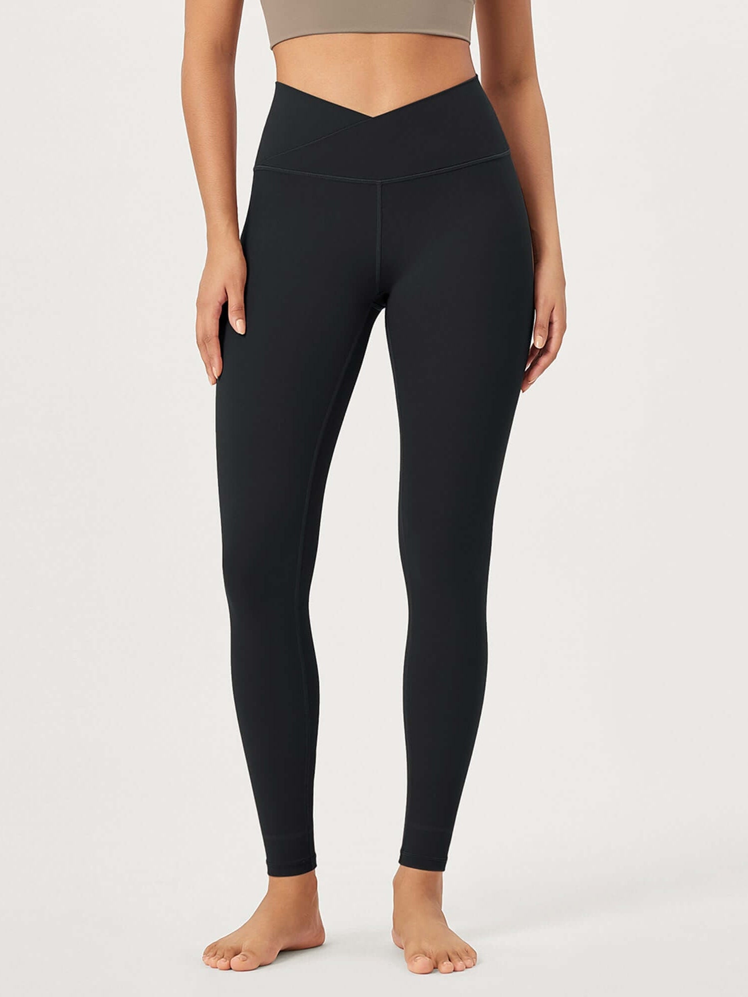 28 Buttery Soft Cross Waist Lounge Yoga Leggings Onyx Black Grey - ododos