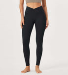 28 Buttery Soft Cross Waist Lounge Yoga Leggings Onyx Black Grey - ododos