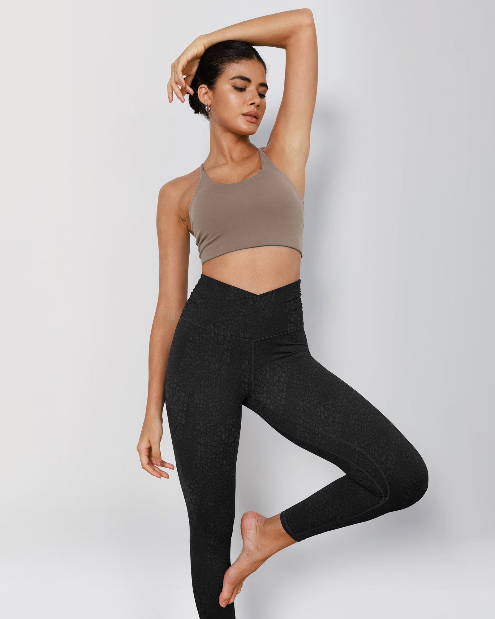 7/8 Pattern Cross Waist Running Leggings - ododos