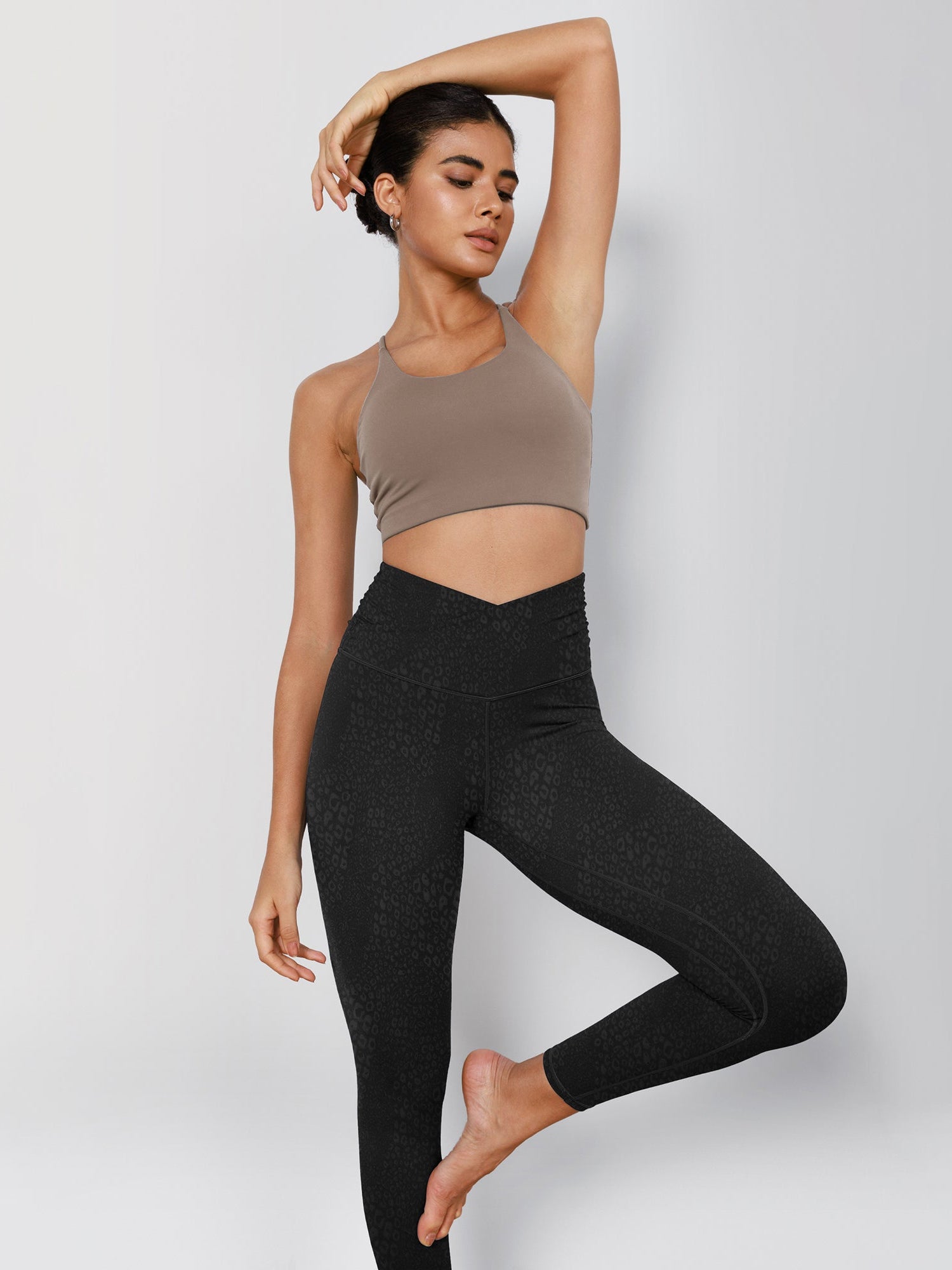 7/8 Pattern Cross Waist Running Leggings - ododos