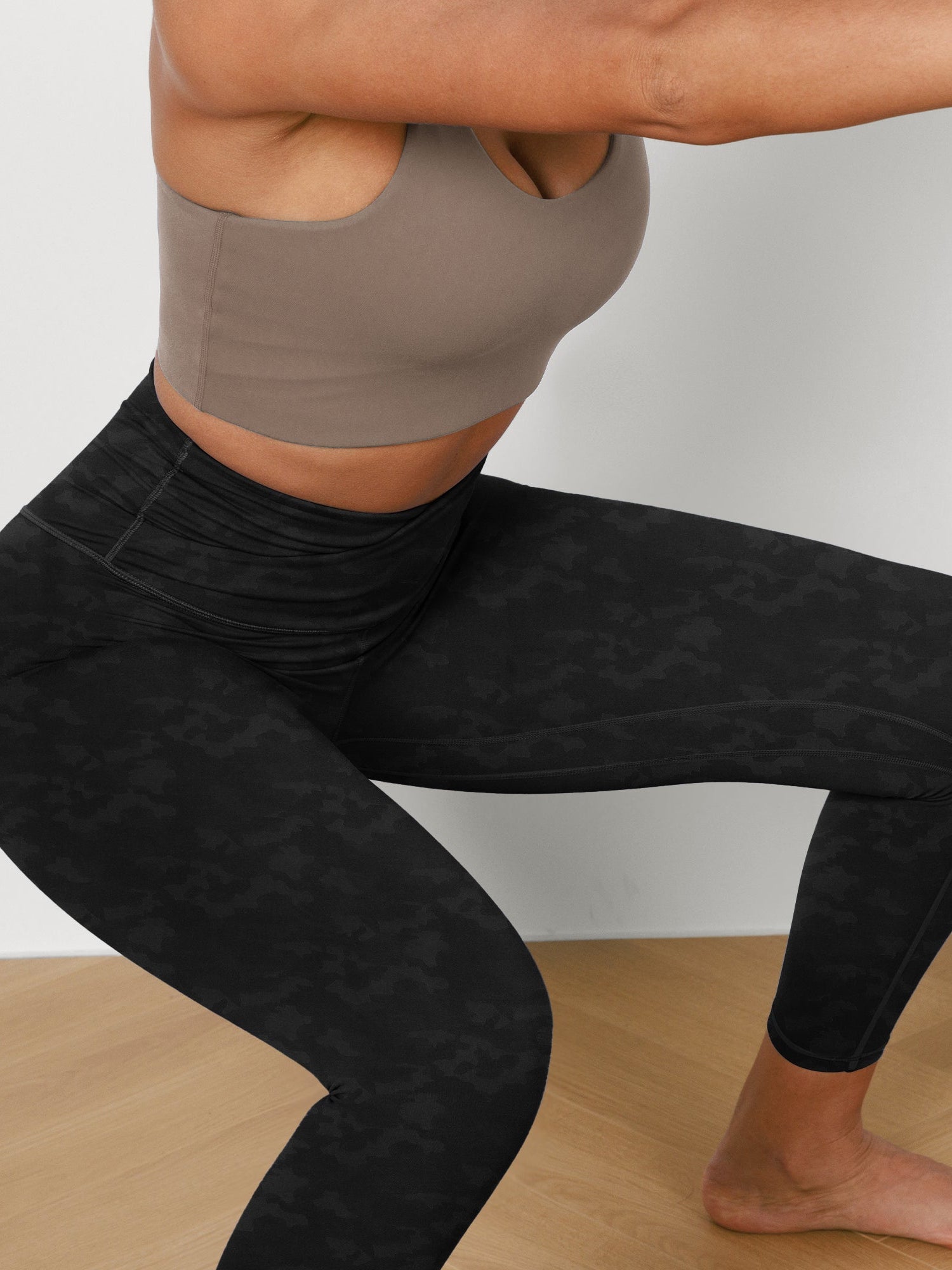 7/8 Pattern Cross Waist Running Leggings - ododos