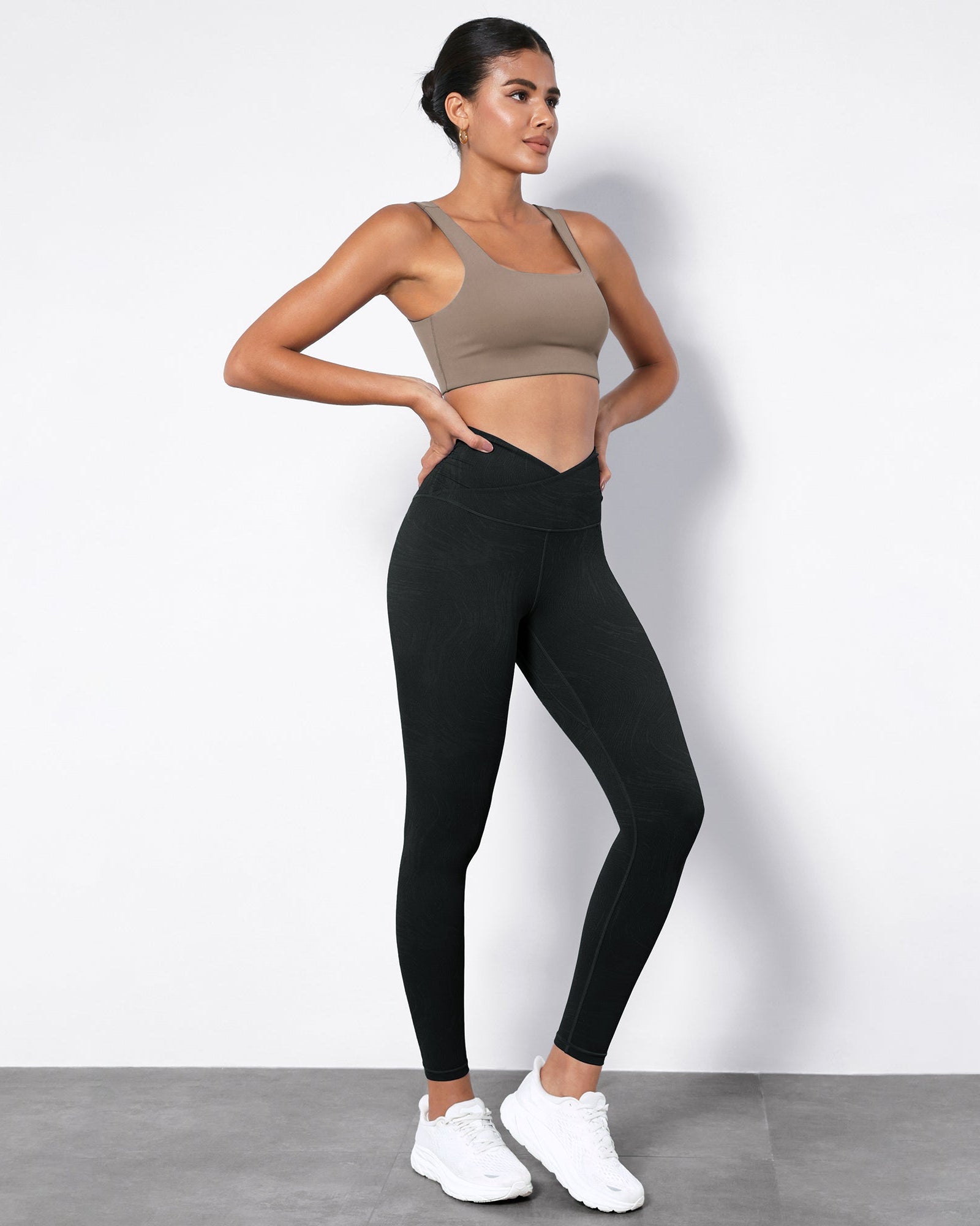 7/8 Pattern Cross Waist Running Leggings - ododos