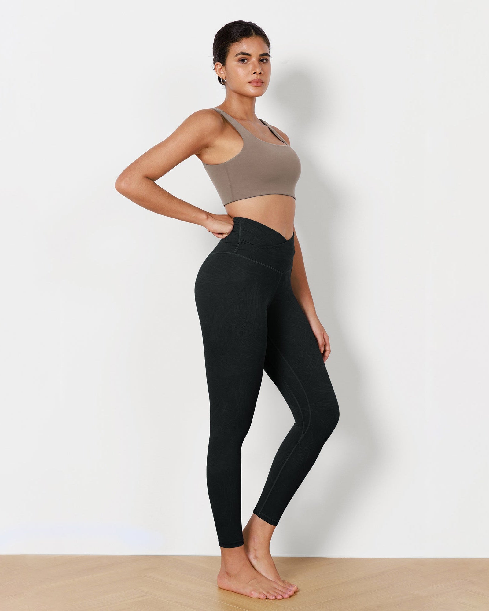 7/8 Pattern Cross Waist Running Leggings - ododos