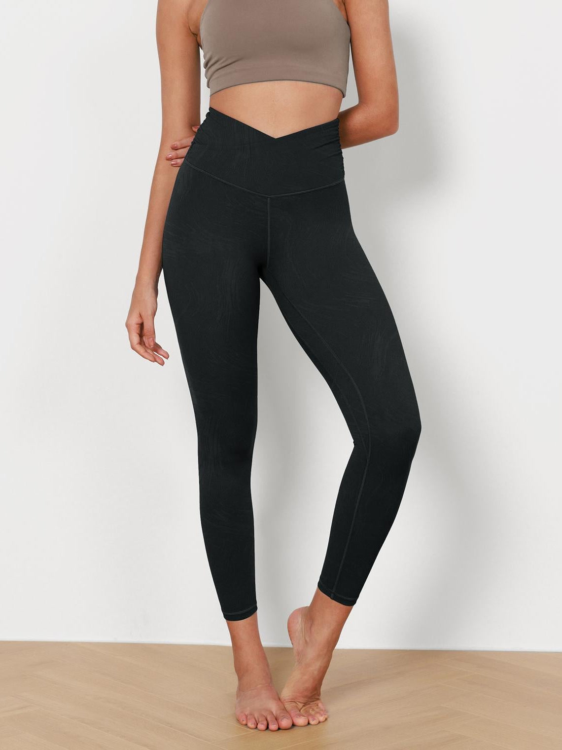 7/8 Pattern Cross Waist Running Leggings - ododos