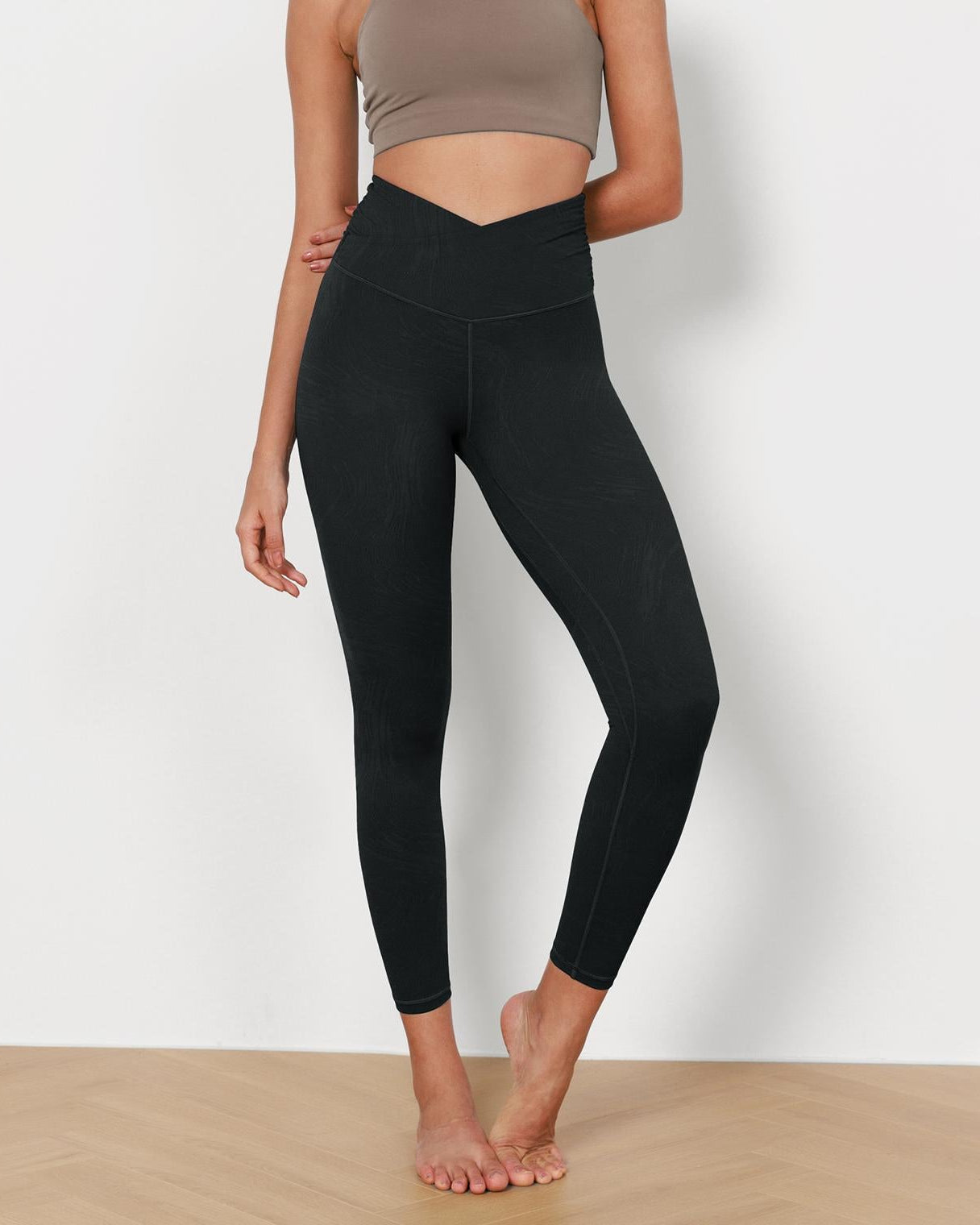 7/8 Pattern Cross Waist Running Leggings - ododos
