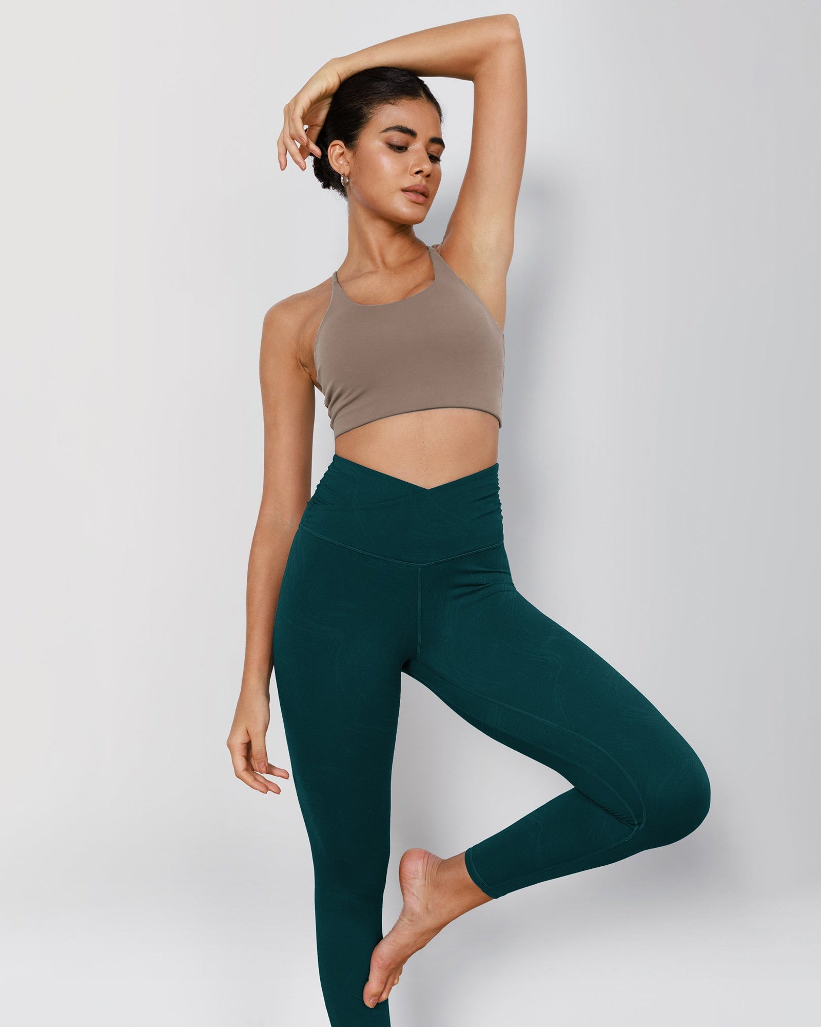 7/8 Pattern Cross Waist Running Leggings - ododos