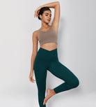 7/8 Pattern Cross Waist Running Leggings - ododos