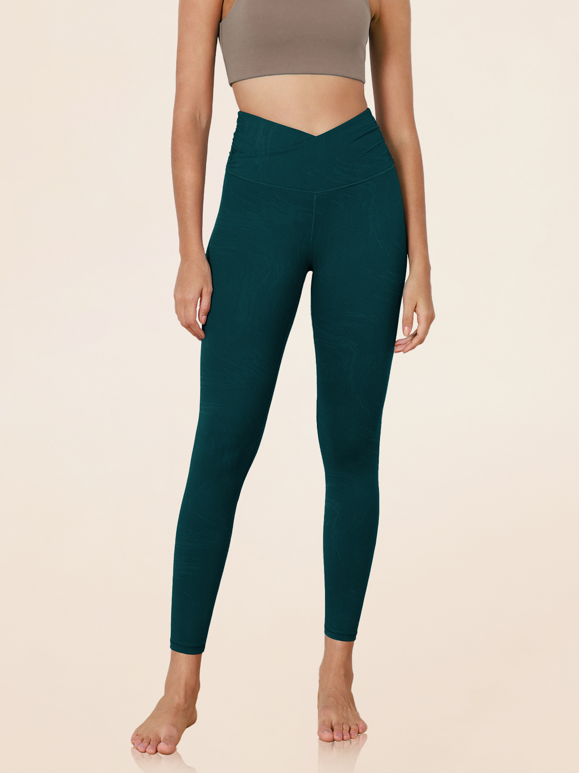 7/8 Pattern Cross Waist Running Leggings - ododos