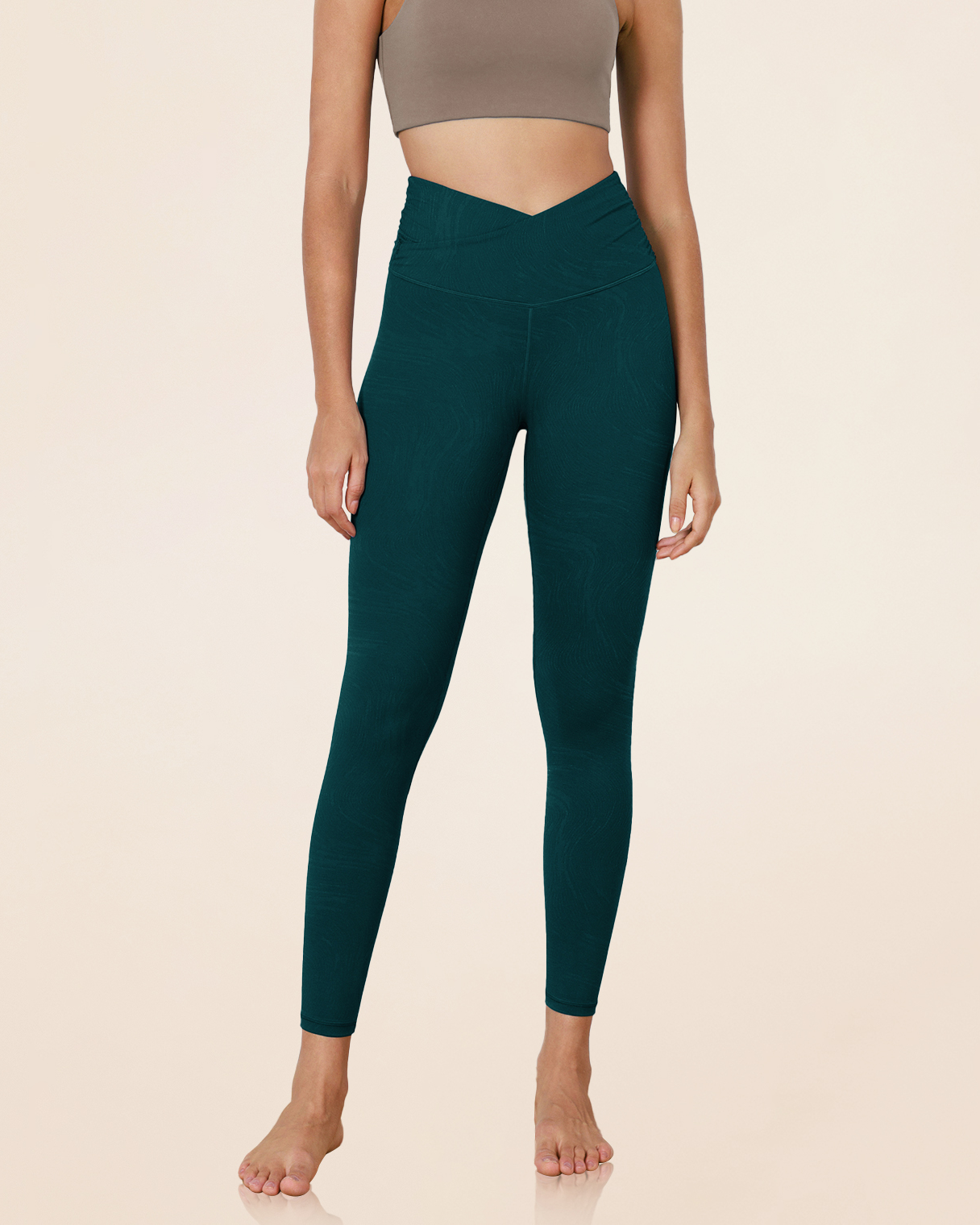 7/8 Pattern Cross Waist Running Leggings - ododos