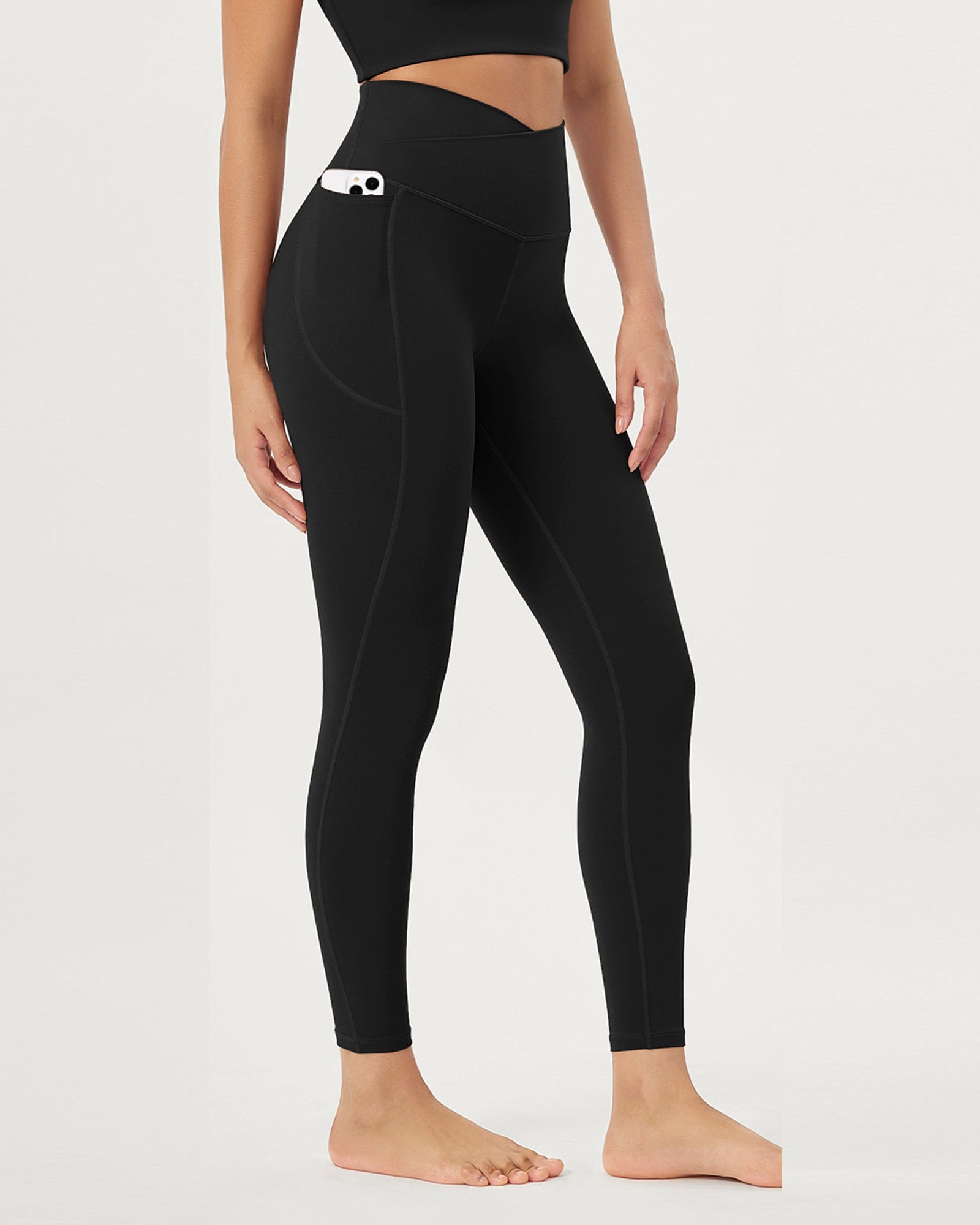 25 Crossover 7/8 V High Wasit Lounge Leggings with Pockets - ododos