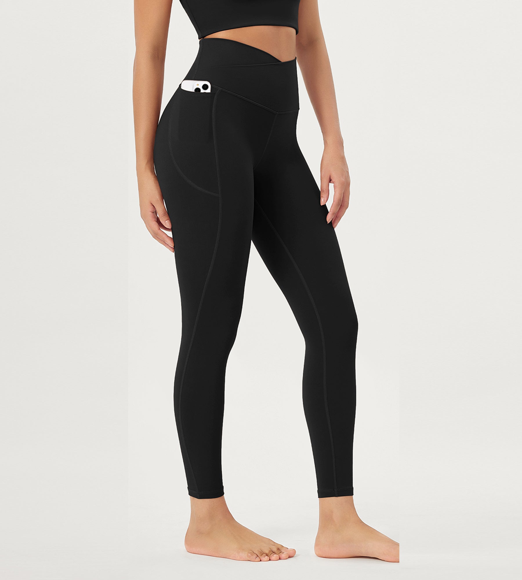 25 Crossover 7/8 V High Wasit Lounge Leggings with Pockets - ododos