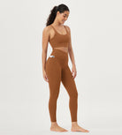25 Crossover 7/8 V High Wasit Lounge Leggings with Pockets Caramel - ododos