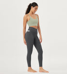 25 Crossover 7/8 V High Wasit Lounge Leggings with Pockets Charcoal - ododos