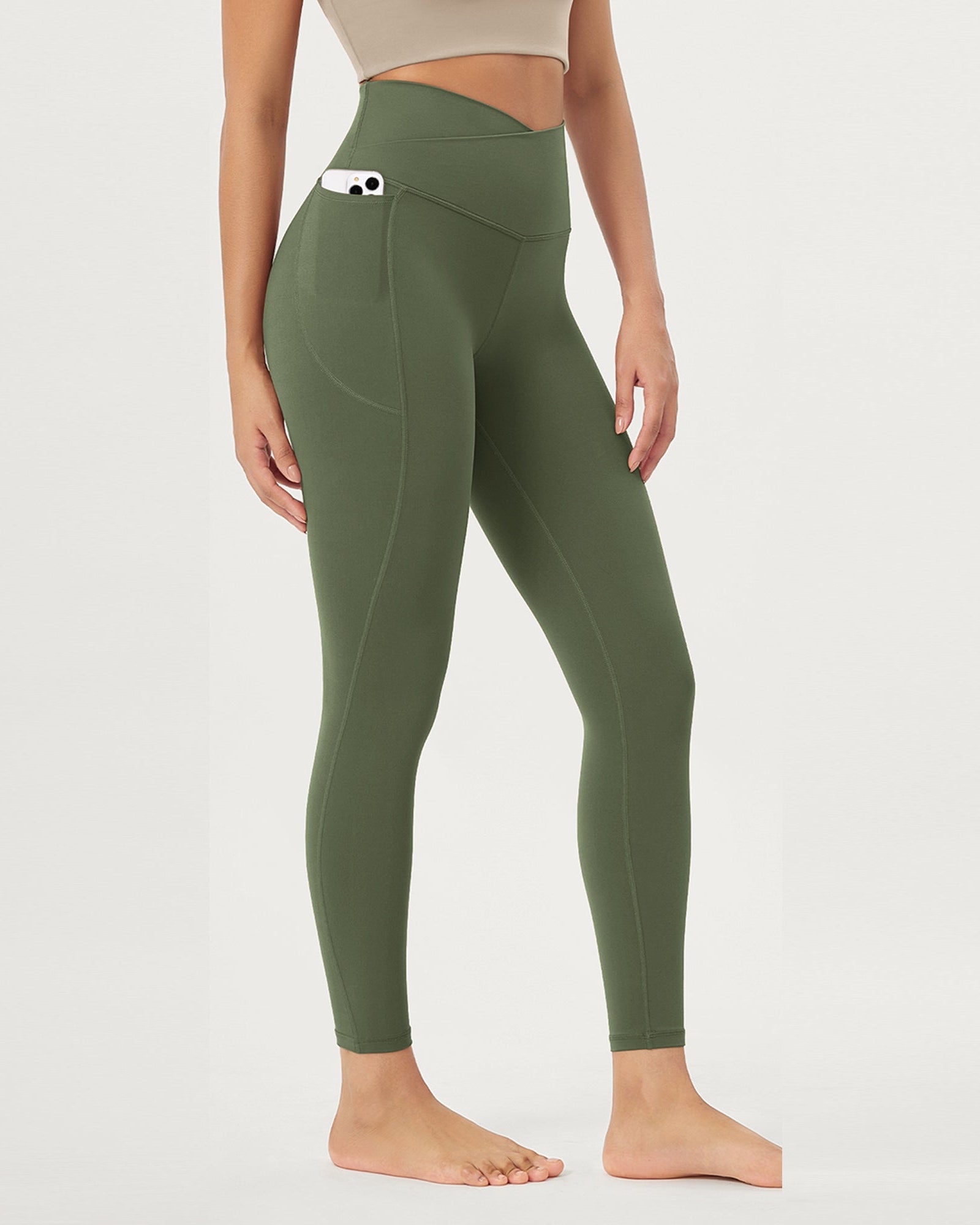 25 Crossover 7/8 V High Wasit Lounge Leggings with Pockets - ododos