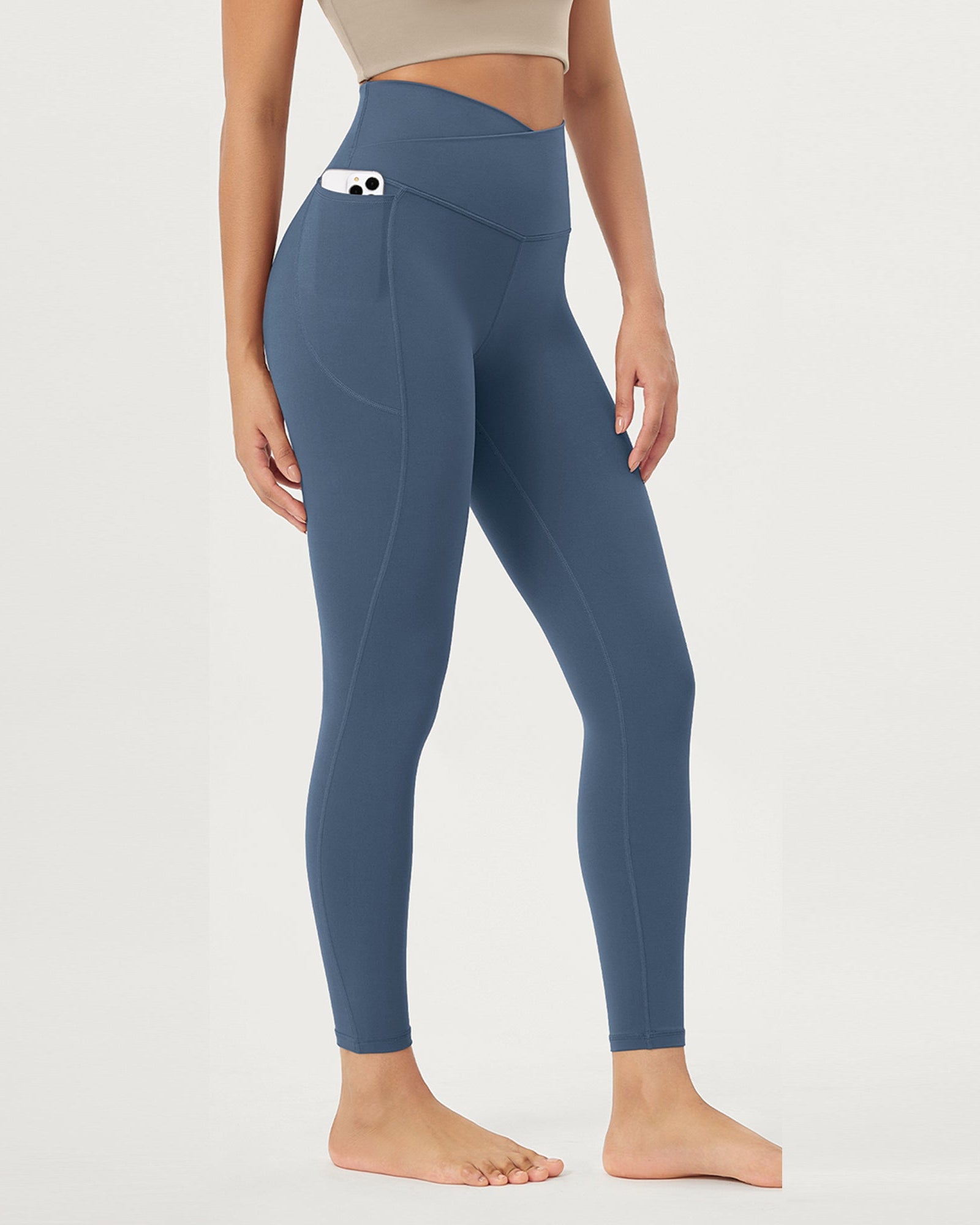 25 Crossover 7/8 V High Wasit Lounge Leggings with Pockets - ododos