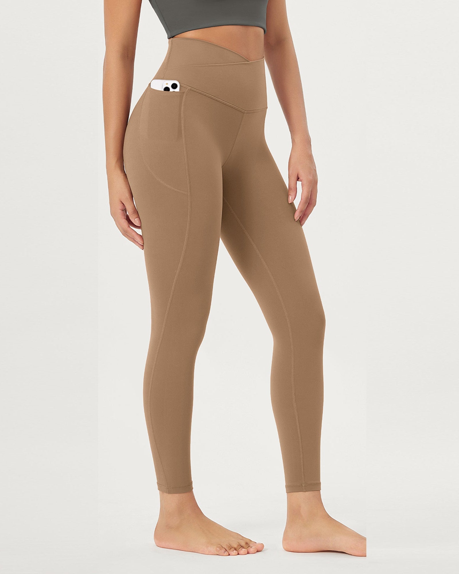 25 Crossover 7/8 V High Wasit Lounge Leggings with Pockets - ododos