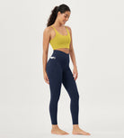 25 Crossover 7/8 V High Wasit Lounge Leggings with Pockets Navy - ododos