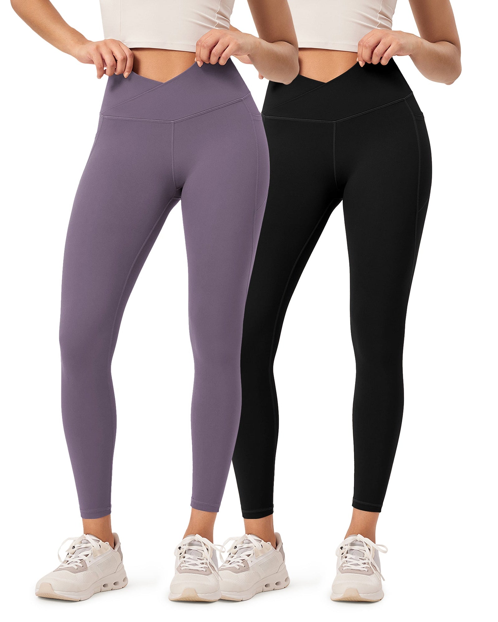 2-Pack 25 ODCLOUD Crossover Lounge Yoga Waist Leggings with Pockets - ododos