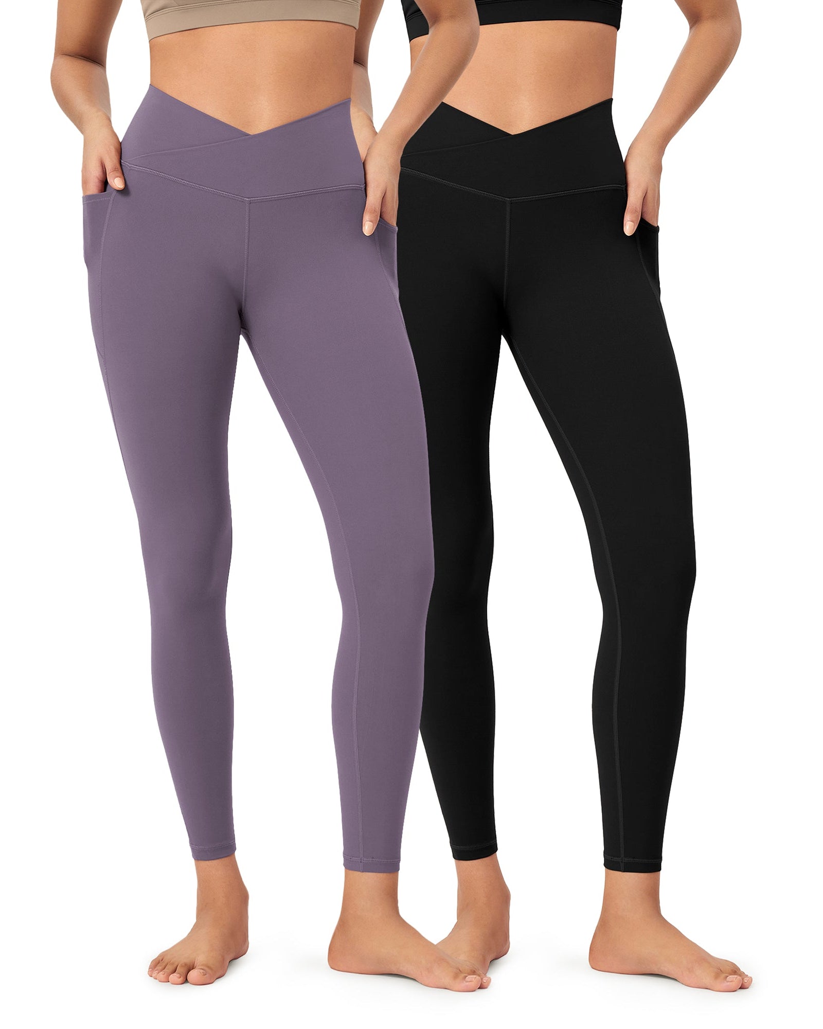 2-Pack 25 ODCLOUD Crossover Lounge Yoga Waist Leggings with Pockets - ododos
